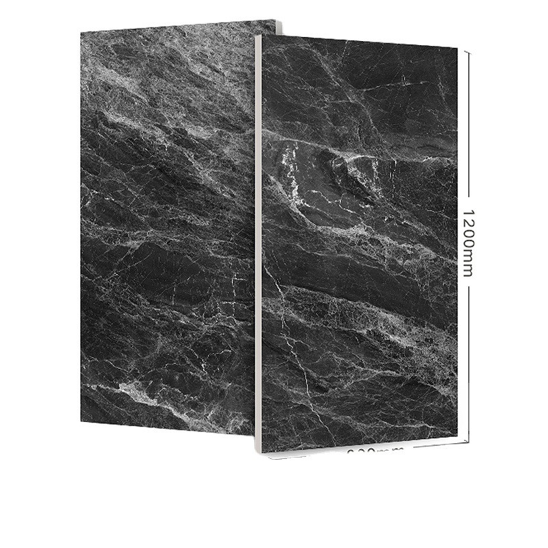 Imitazione in pietra 3D Piastrelle di porcellana nera lucida 600x1200mm per pavimenti esterni