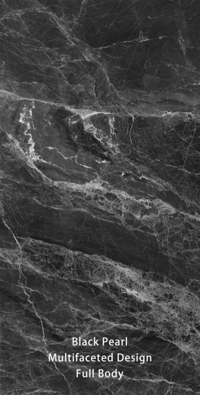 Imitazione in pietra 3D Piastrelle di porcellana nera lucida 600x1200mm per pavimenti esterni